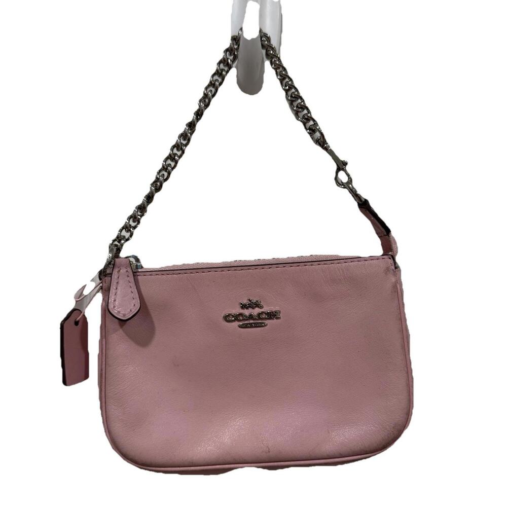 Women’s Coach Leather Pink Vintage Small Silver Chain